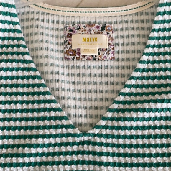 Maeve by Anthropology green/white sleeveless top - Picture 3 of 3